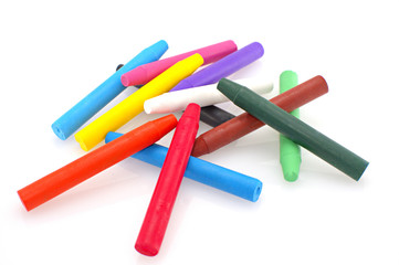 Crayons over white background
