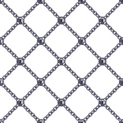 Seamless pattern with crossed black metal chains.