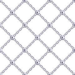 Naklejka premium Seamless pattern with crossed steel chains.
