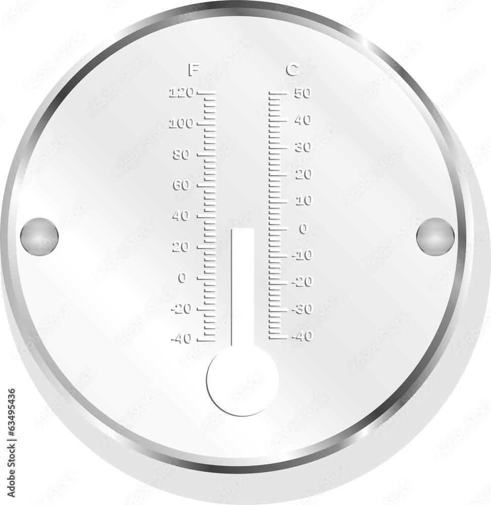 Poster thermometer icon button isolated on white
