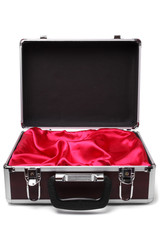 Open padded aluminum briefcase