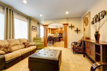 Luxury home interior with column wall