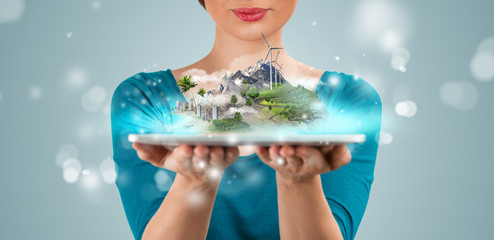 Unrecognizable woman presenting her virtual architectural projec