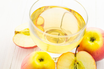 Apple juice apples wooden table