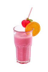 Freshening strawberry smoothie  isolated on white