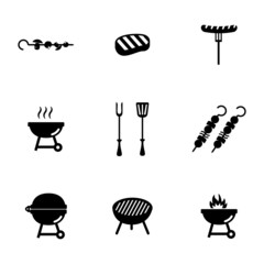 Vector black barbecue icons set - 63497861