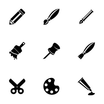 Vector black art tool icons set