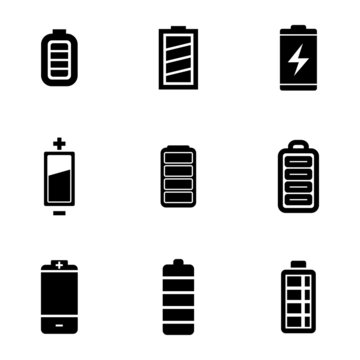 Vector black battery icons set