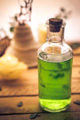 Closeup aromatic massage oil element wellness