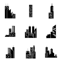 Obraz premium Vector black building icons set