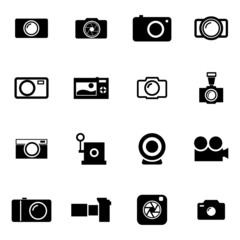 Vector black camera icons set