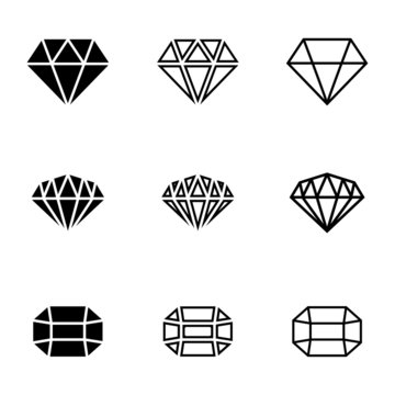 Vector black diamond icons set