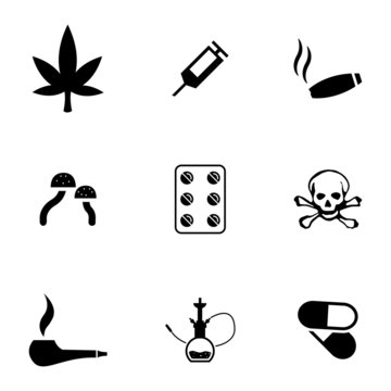 Vector Black Drugs Icons Set