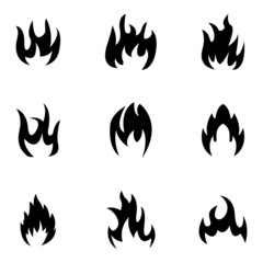 Vector black fire icons set
