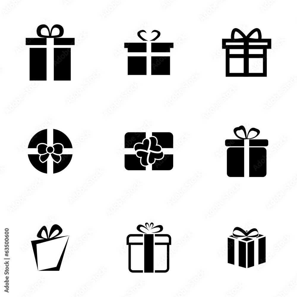 Wall mural vector black gift icons set