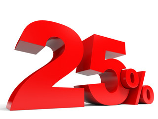 Red twenty five percent off. Discount 25%.