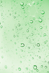 water drops on green glass. macro