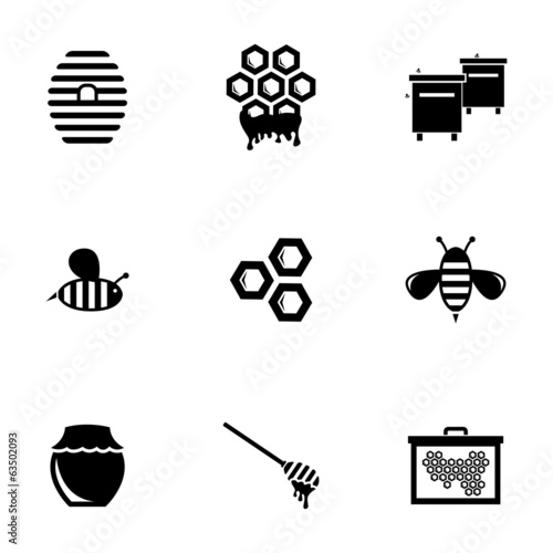 "Vector black honey icons set" Stock image and royalty-free vector