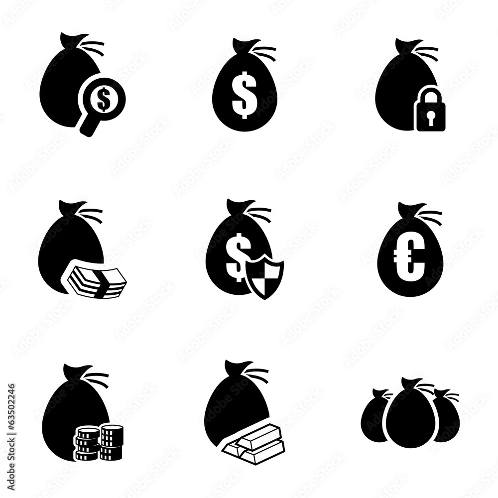 Canvas Prints vector black money icons set