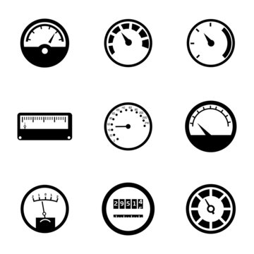 Vector black meter icons set