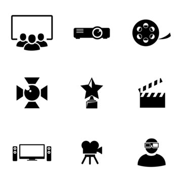 Vector black movie icons set