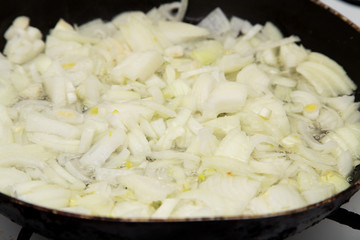 fried onions in a pan