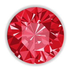 Ruby or Rodolite gemstone with shape.