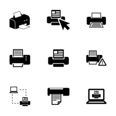 Vector balck printer icons set