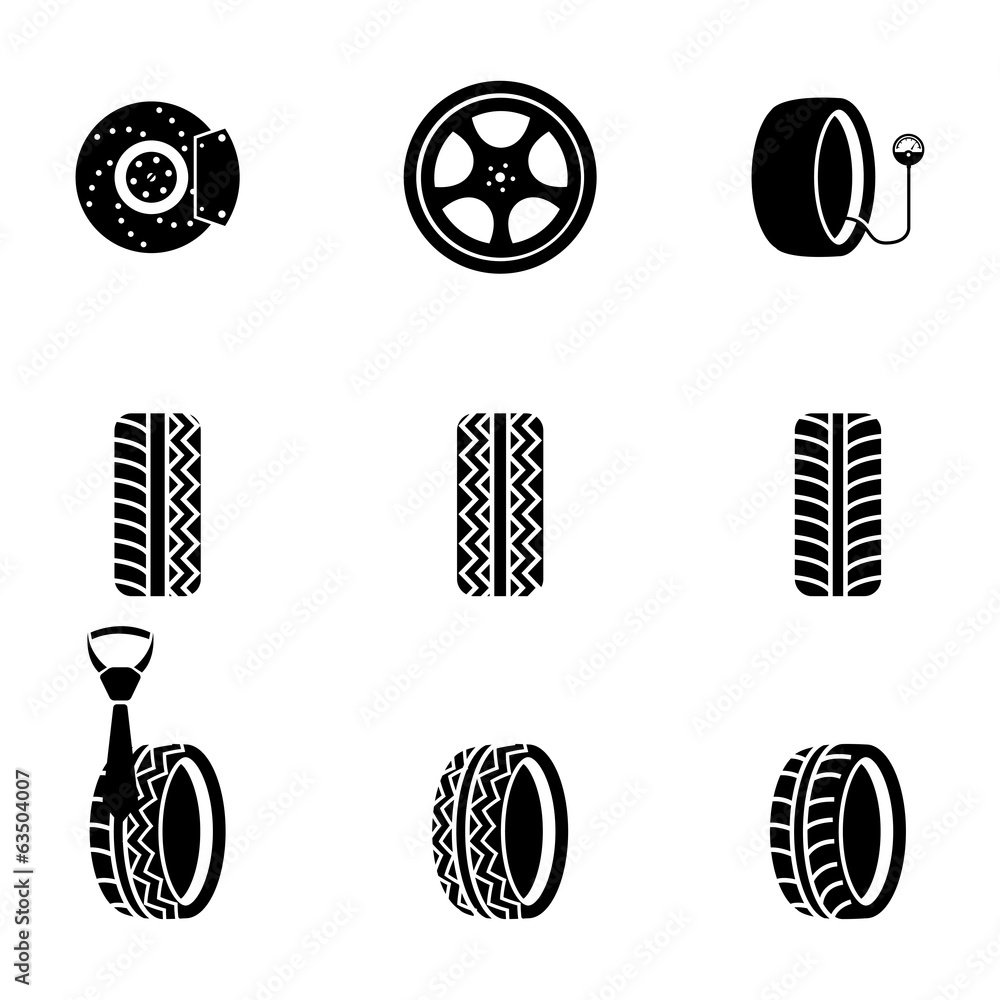 Sticker Vector black tire icons set