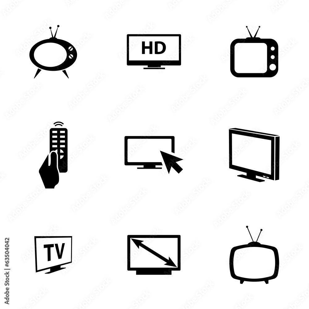 Canvas Prints Vector black TV icons set