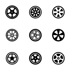 Vector black wheel disks icons set