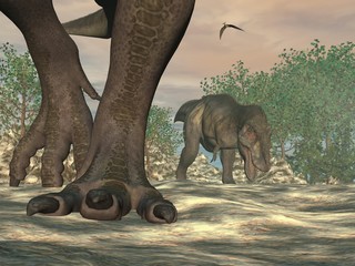 Tyrannosaurus rex dinosaur feet - 3D render © Elenarts