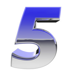 Chrome number 5 with color gradient reflections