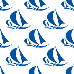 Racing yachts seamless pattern