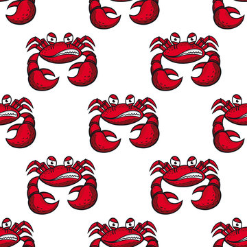 Seamless pattern of angry red crab
