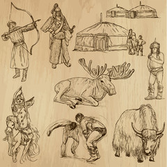 Mongolia no.1 - an hand drawn illustrations, vector set