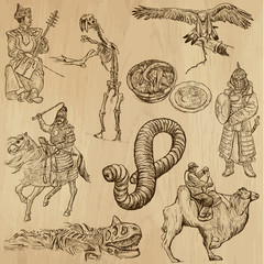 Mongolia no.2 - an hand drawn illustrations, vector set