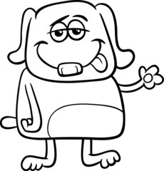 funny dog character coloring page