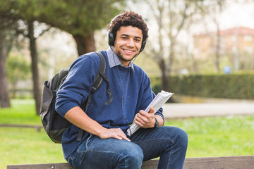 Fototapeta premium Handsome Mixed-Race Student Outdoor