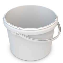 3d empty white plastic bucket