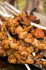 shish kebab on a stick. macro