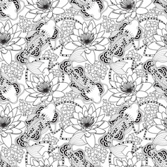 Chinese carps seamless pattern