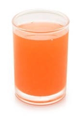 Full glass of orange juice on white background