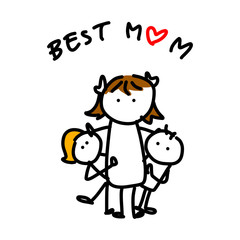 hand drawing cartoon concept happy mother's day