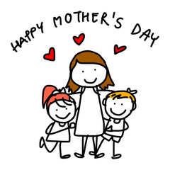 hand drawing cartoon concept happy mother's day