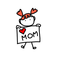 hand drawing cartoon concept happy mother's day