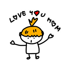 hand drawing cartoon concept happy mother's day