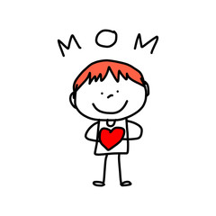 hand drawing cartoon concept happy mother's day