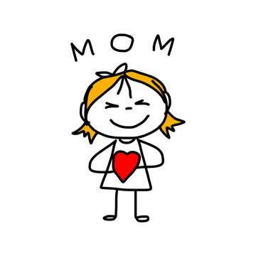 hand drawing cartoon concept happy mother's day