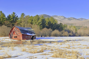 Old Barn and Rural Landscape in the mountains